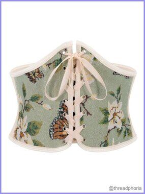 Women's Floral Corset Belt Lace-Up Wide Elastic Waist Belt Renaissance Costume